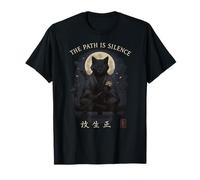 Chat Samouraï Zen The Path is Silence Moon T-Shirt