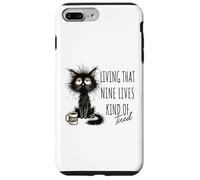Chat sarcastique drôle - Living that nine lives kind of tired Coque pour iPhone 7 Plus/8 Plus