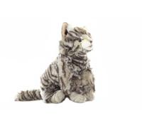 Uni-Toys - Chat Sauvage Gris tigré Assis - 22 cm (Hauteur) - Chat en Peluche - Doudou