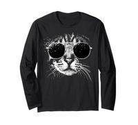 Chat Savannah avec Lunettes de Soleil Blanc Splash Art Cats Manche Longue