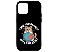 Chat Save The Planet Nature Earth Kitty Eco Sensibilisation au Climat Coque pour iPhone 12/12 Pro
