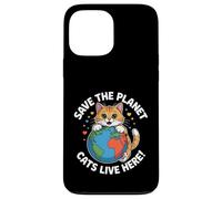 Chat Save The Planet Nature Earth Kitty Eco Sensibilisation au Climat Coque pour iPhone 13 Pro Max