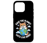 Chat Save The Planet Nature Earth Kitty Eco Sensibilisation au Climat Coque pour iPhone 16 Pro