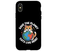 Chat Save The Planet Nature Earth Kitty Eco Sensibilisation au Climat Coque pour iPhone X/XS