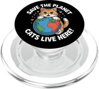 Chat Save The Planet Nature Earth Kitty Eco Sensibilisation au Climat PopSockets PopGrip pour MagSafe