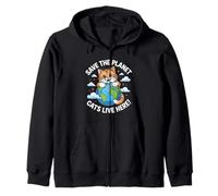 Chat Save The Planet Nature Earth Kitty Eco Sensibilisation au Climat Sweat à Capuche