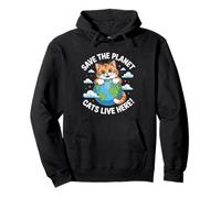 Chat Save The Planet Nature Earth Kitty Eco Sensibilisation au Climat Sweat à Capuche