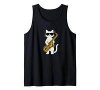 Chat Saxophone drôle avec Instrument doré Débardeur