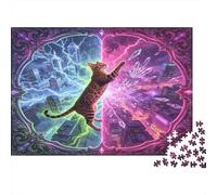 Chat Science Fiction Cerveau Puzzle 1000 Pièces Puzzle pour Adultes Papier Univers Étrange Scène Améliorer Focus Détente Interaction Décoration Cadeau 52x38cm/1000pcs