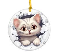 Chat Scottish Fold Décoration De Noël À Suspendre Céramique Sapin Décoration D'Ornement De Noël avec Ficelle Dorée Christmas Hanging