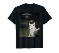 Chat Selfie Alien UFO Rencontre Drôle T-Shirt