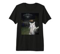 Chat Selfie Alien UFO Rencontre Drôle T-Shirt Haut de Gamme