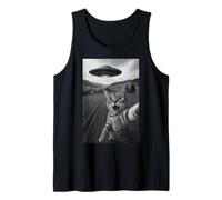 Chat selfie avec alien OVNI drôle chat pour garçons, hommes, femmes, enfants Débardeur