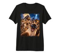 Chat Selfie Chèvre du Désert Chase Moon UFO Funny Cat Lover T-Shirt Haut de Gamme