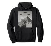 Chat Selfie Égypte Pyramides Alien OVNI Sweat à Capuche