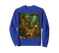 Chat Selfie Space Frog Council Intergalactic Amphibian Glory Sweatshirt, Unisexe pour Adultes, Bleu Royal, L