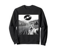 Chat Selfie UFO Beam Vinyl Record Alien Abduction Scène Sweatshirt