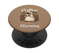 Chat Siam Mignon et Tasse de café Le Matin PopSockets PopGrip Adhésif