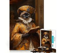 Chat Siamois en Tenue Renaissance Puzzle de 1000 pièces pour Adolescents Jeu de Lecture Stimulant la logique et apaisant Objet de Collection Haut de Gamme 38x52cm