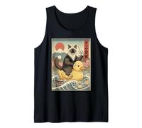 Chat Siamois Ninja Japon Vintage Japonais Ukiyo-e Art Débardeur