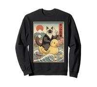 Chat Siamois Ninja Japon Vintage Japonais Ukiyo-e Art Sweatshirt