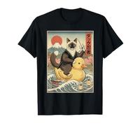 Chat Siamois Ninja Japon Vintage Japonais Ukiyo-e Art T-Shirt