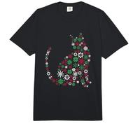 Chat Silhouette Flocons Neige Hiver Festif Noël Vacances Comfort Colors Adult Heavyweight T-Shirt