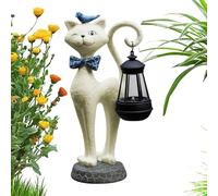Chat Solaire Lumineux | Sculpture Chaton,Lanternes en Résine Étanche pour Porche Terrasse Balcon Jardin Extérieur Femmes et Grands-Mères
