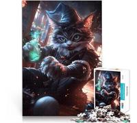 Chat Sorcier maléfique Puzzle 1000 pièces pour Adultes Réduction du Stress intéressante Offrir en Cadeau à Toute la Famille 38x26cm