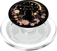 Chat Sorcière Kawaii Lune Cristal Noir Pastel Goth Mignon PopSockets PopGrip pour MagSafe