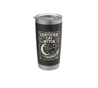 Chat Sorcière Sorcière Halloween Occulte Goth Design Certifié Gobelet isotherme en acier inoxydable double paroi