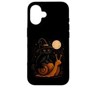 Chat sorcière sur Un Escargot sous la Lune Coque pour iPhone 16