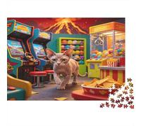 Chat Sphynx Parc d Attraction Vintage Puzzle 1000 Pièces Puzzle pour Adultes Papier Détente Focus Interaction Familiale Décor Cadeau nan