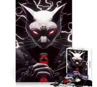 Chat Sphynx Samouraï avec Épée Puzzle 1000 Pièces pour Adolescents Jeu de Logique et de Loisirs Découpe Lisse Cadeau Spécial (50x75cm)
