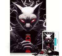 Chat Sphynx Samouraï avec Épée Puzzle 1000 Pièces pour Adolescents Jeu de Logique et de Loisirs Découpe Lisse Cadeau Spécial (50x75cm)