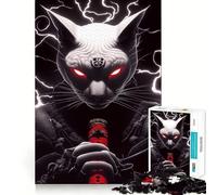 Chat Sphynx Samouraï avec Épée Puzzle Animal 1000 Pièces pour Adultes Jeu de Réflexion Anti-Animation Objet de Collection aux Découpes Soignées (38x52cm)