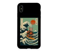 Chat Sphynx Samouraï Surf Vague Japonaise Anime Kawaii Coque pour iPhone XS Max