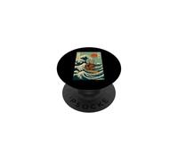 Chat Sphynx Samouraï Surf Vague Japonaise Anime Kawaii PopSockets PopGrip Adhésif