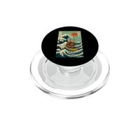 Chat Sphynx Samouraï Surf Vague Japonaise Anime Kawaii PopSockets PopGrip pour MagSafe