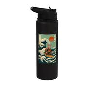 Chat Sphynx Samouraï Surf Vague Japonaise Anime Kawaii Stainless Steel Insulated Water Bottle