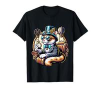 Chat steampunk avec horloge dans un style rétro T-Shirt