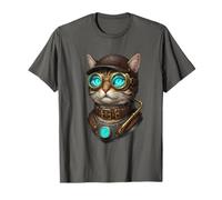 Chat Steampunk avec Lunettes en Laiton T-Shirt