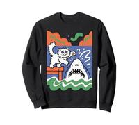 Chat Stupide et Courageux Contre Requin, Funny Kitty Sweatshirt
