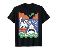 Chat Stupide et Courageux Contre Requin, Funny Kitty T-Shirt