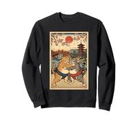 Chat Sumo Wrestling Art Japonais Anime Ukiyo-e Graphic Sweatshirt