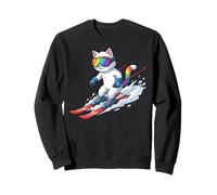 Chat sur Le Ski - Amusant Skieur Amoureux des Chats, Hommes, Femmes et Enfants Sweatshirt