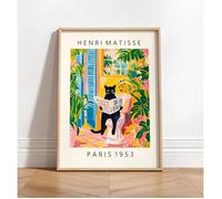 Chat sur les toilettes,décoration murale de salle de bain,affiche Matisse,décoration de salle de bain amusante,50x70cm sans cadre