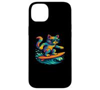 Chat Surf sur Une Planche De Surf Portant des Lunettes De Soleil Chat Rides Surf Coque pour iPhone 14 Plus