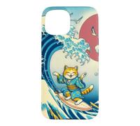 Chat Surfer Hokusai Great Wave Off Kanagawa Art Japonais Coque pour iPhone 15