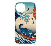 Chat Surfer Hokusai Great Wave Off Kanagawa Art Japonais Coque pour iPhone 15 Plus